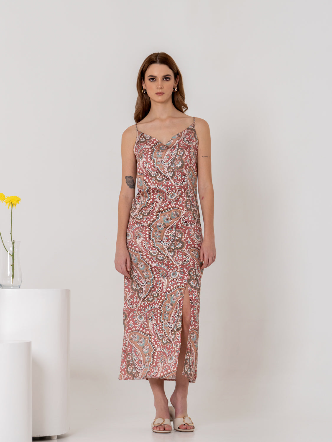 Mahogany Paisley Slip Dress S Mahogany Paisley Slip Dress S