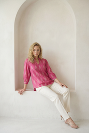 Berry Pink Ikat Top