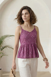 Purple Bandhej Peplum Top