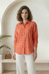 Orange Bandhej Full-Sleeve Shirt