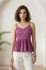 Purple Bandhej Peplum Top