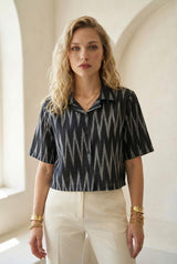 Charcoal Black Ikat Short-Sleeve Shirt