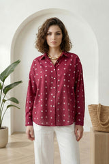 Dark Pink Bandhej Full-Sleeve Shirt