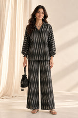 Charcoal Black Ikat Relaxed Co-Ord Set