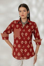 Maroon Cuff Accent Shirt