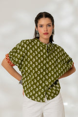 Olive Drop Shoulder Shirt