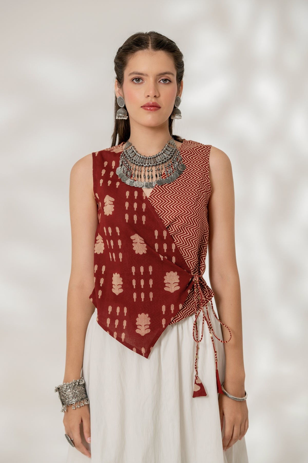 Maroon Wrap Top