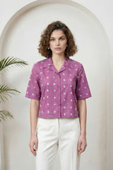 Purple Bandhej Short-Sleeve Shirt