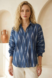 Navy Blue Ikat Relaxed Shirt