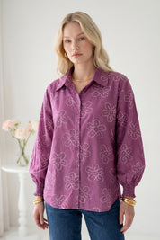 Purple Bandhani Bloom Batwing Shirt