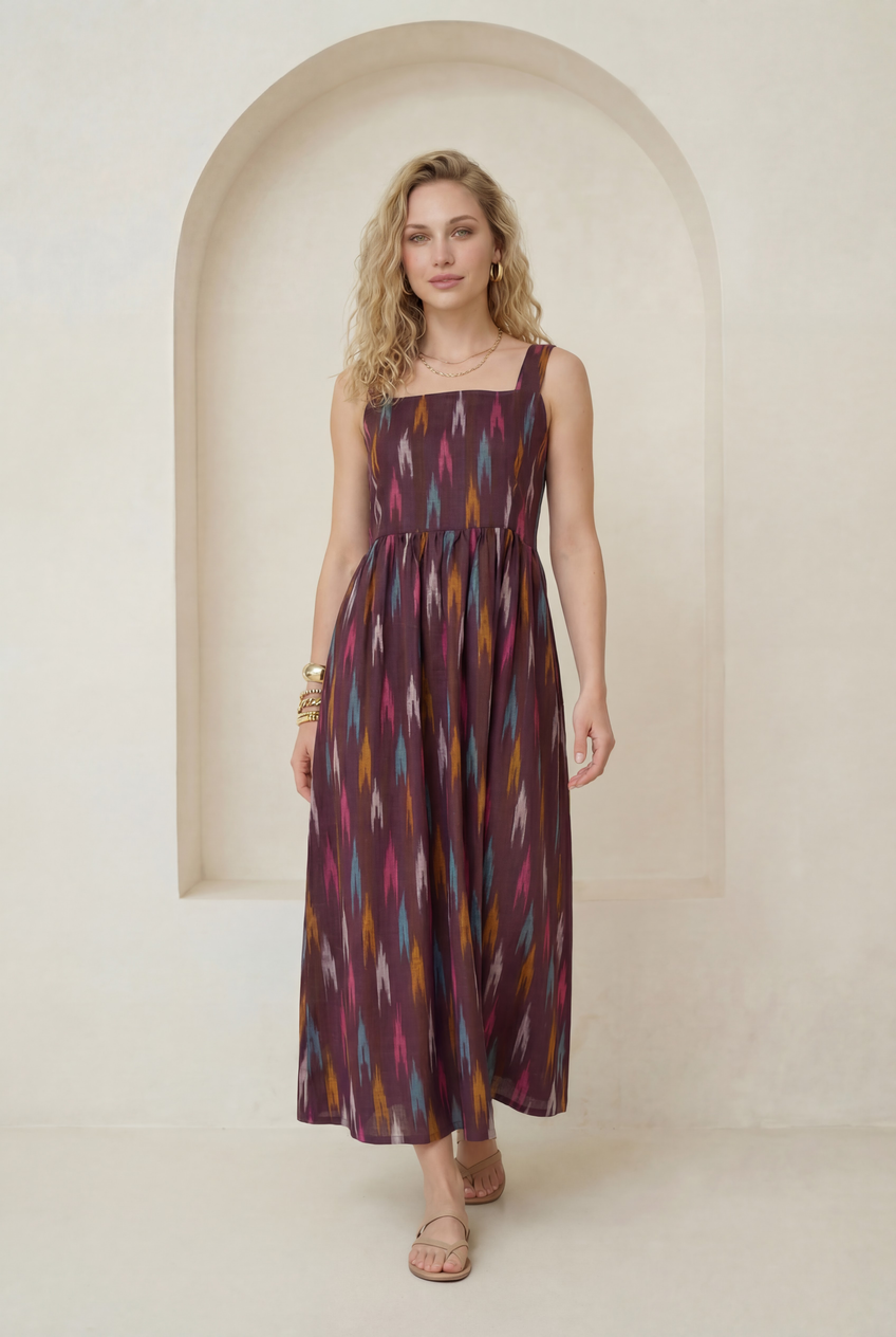 ikat midi dress Brown Ikat Midi Dress XL