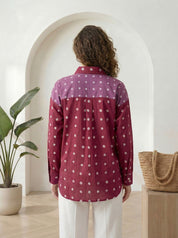 Dark Pink Bandhej Full-Sleeve Shirt