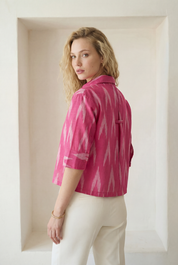 Berry Pink Ikat Three-Quarter Sleeve Shirt