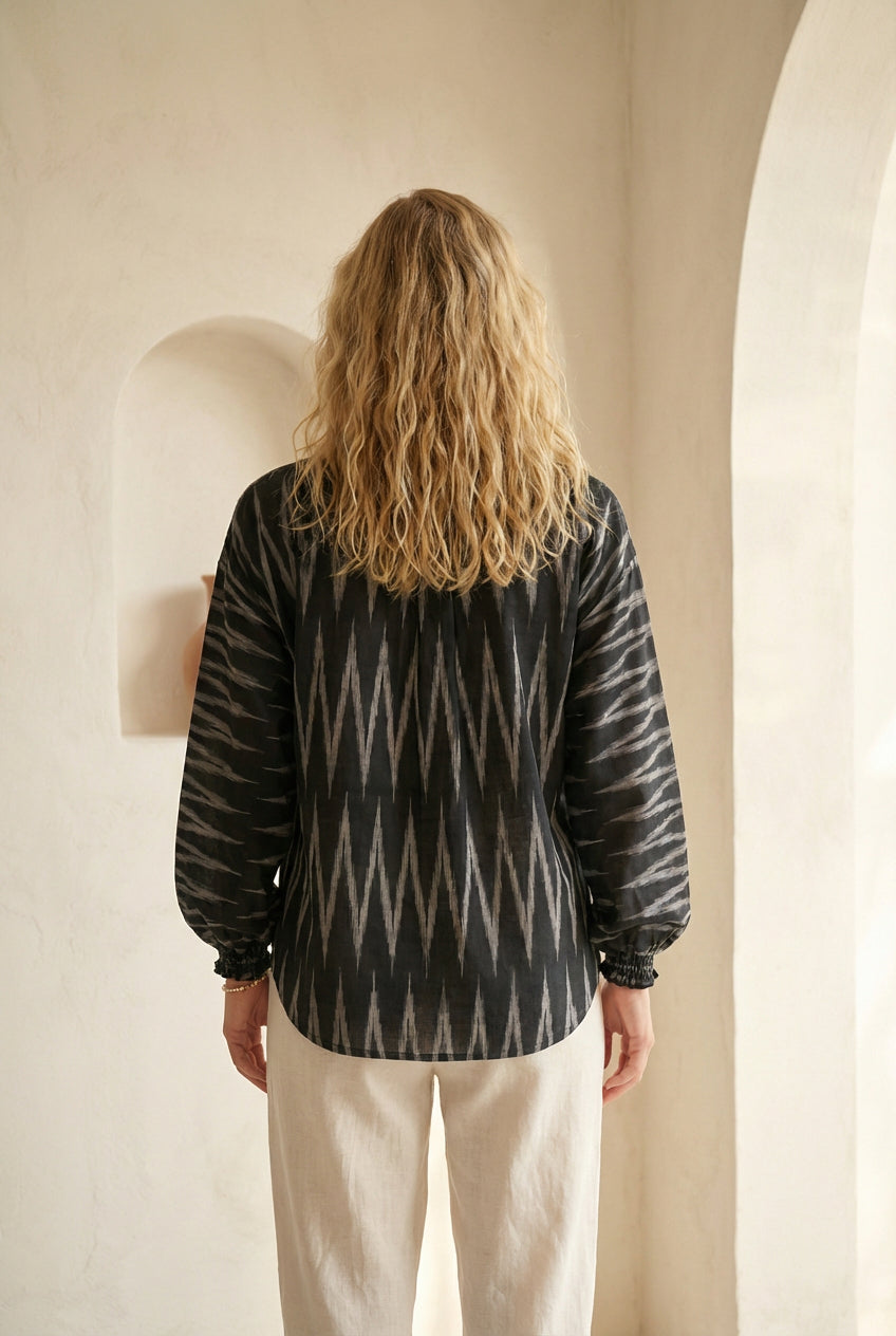 Charcoal Black Ikat Relaxed Shirt