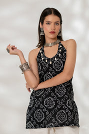Black Bandhej Kurti Set