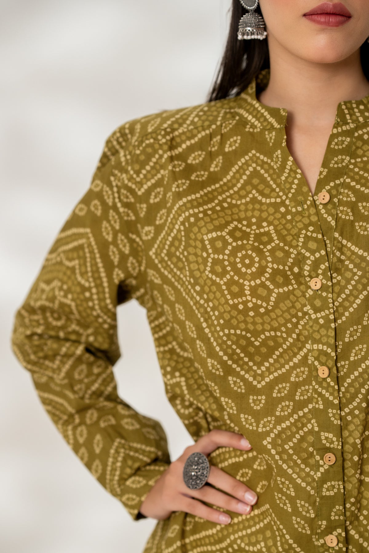 Green Bandhej Shirt