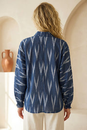 Navy Blue Ikat Relaxed Shirt