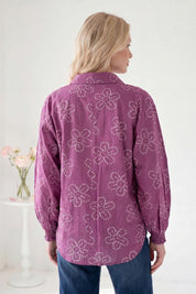 Purple Bandhani Bloom Batwing Shirt