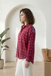 Dark Pink Bandhej Full-Sleeve Shirt