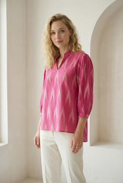 Berry Pink Ikat Top
