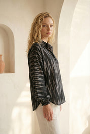 Charcoal Black Ikat Relaxed Shirt
