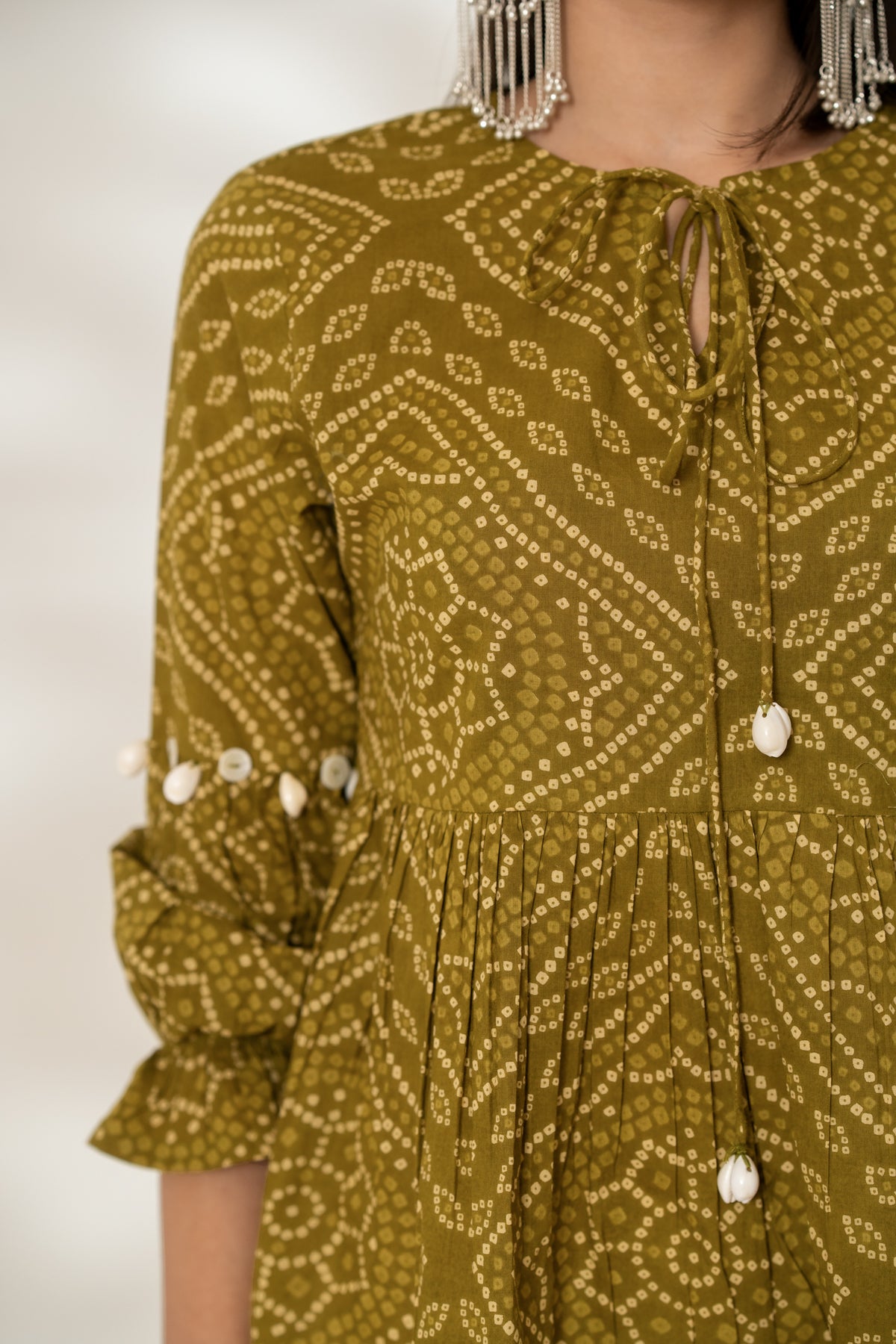 Green Bandhej Tunic Top