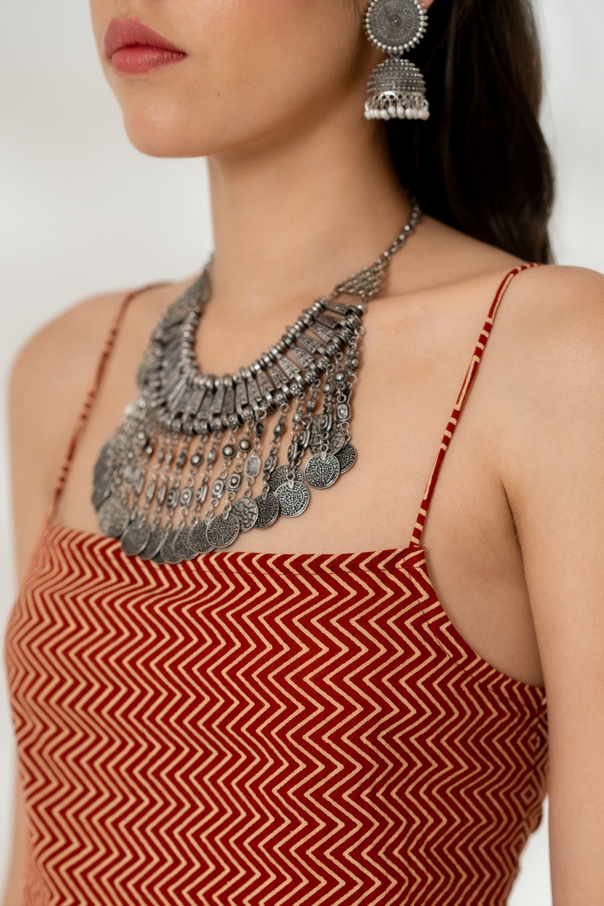 Maroon Strappy Kurti Set