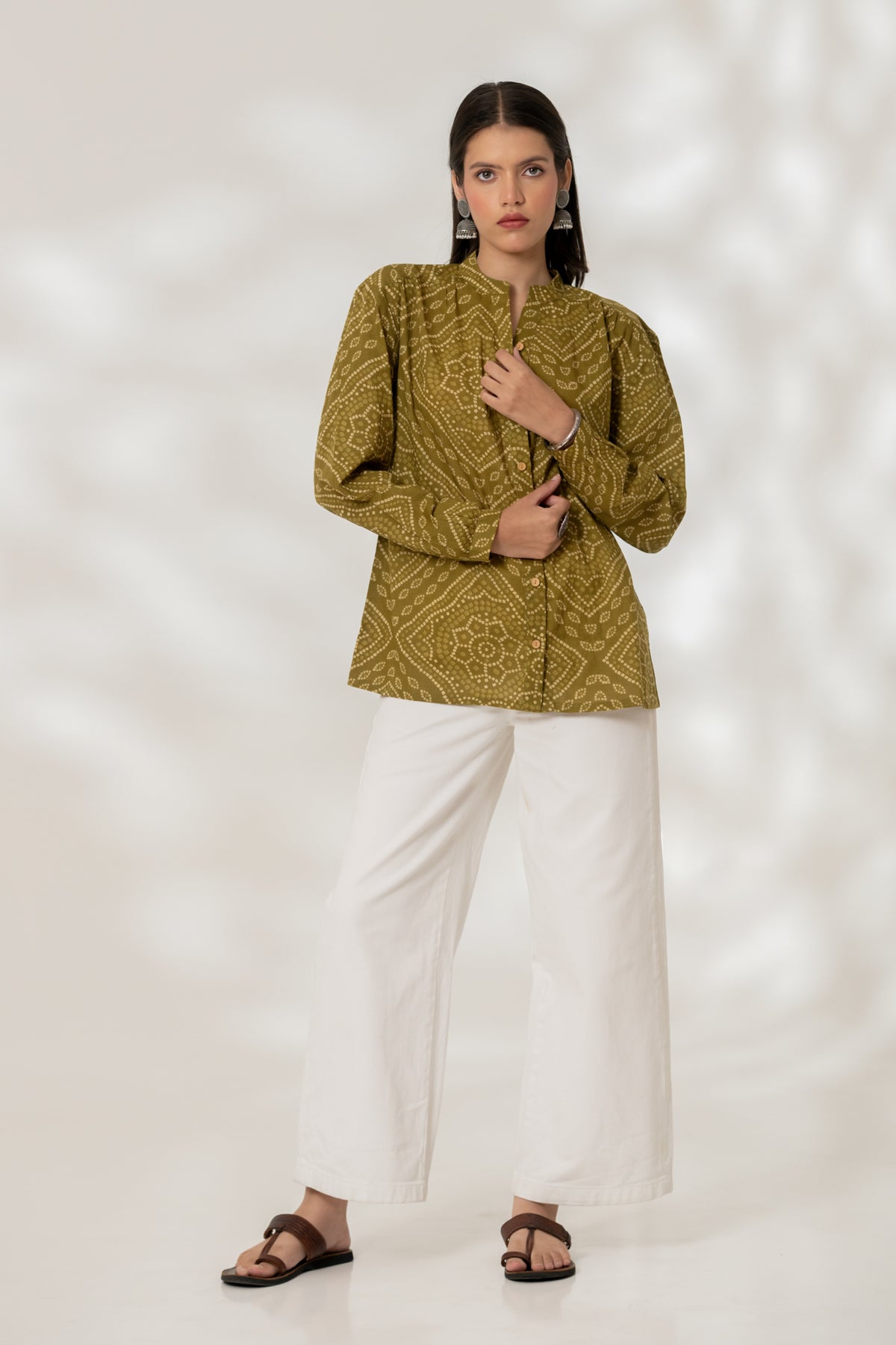 Green Bandhej Shirt