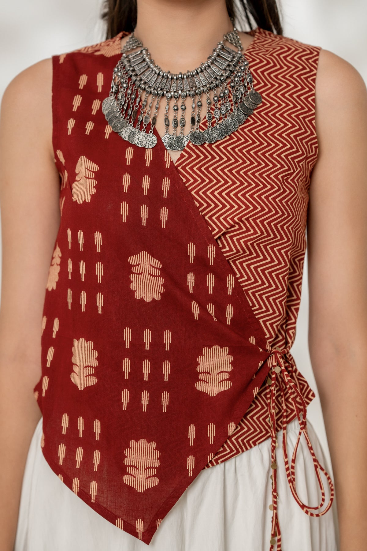 Maroon Wrap Top