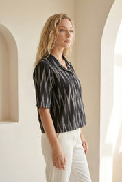 Charcoal Black Ikat Short-Sleeve Shirt