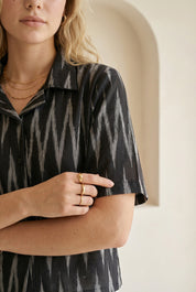 Charcoal Black Ikat Short-Sleeve Shirt