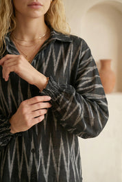 Charcoal Black Ikat Relaxed Shirt