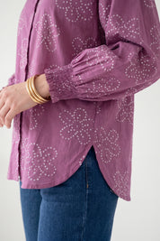 Purple Bandhani Bloom Batwing Shirt