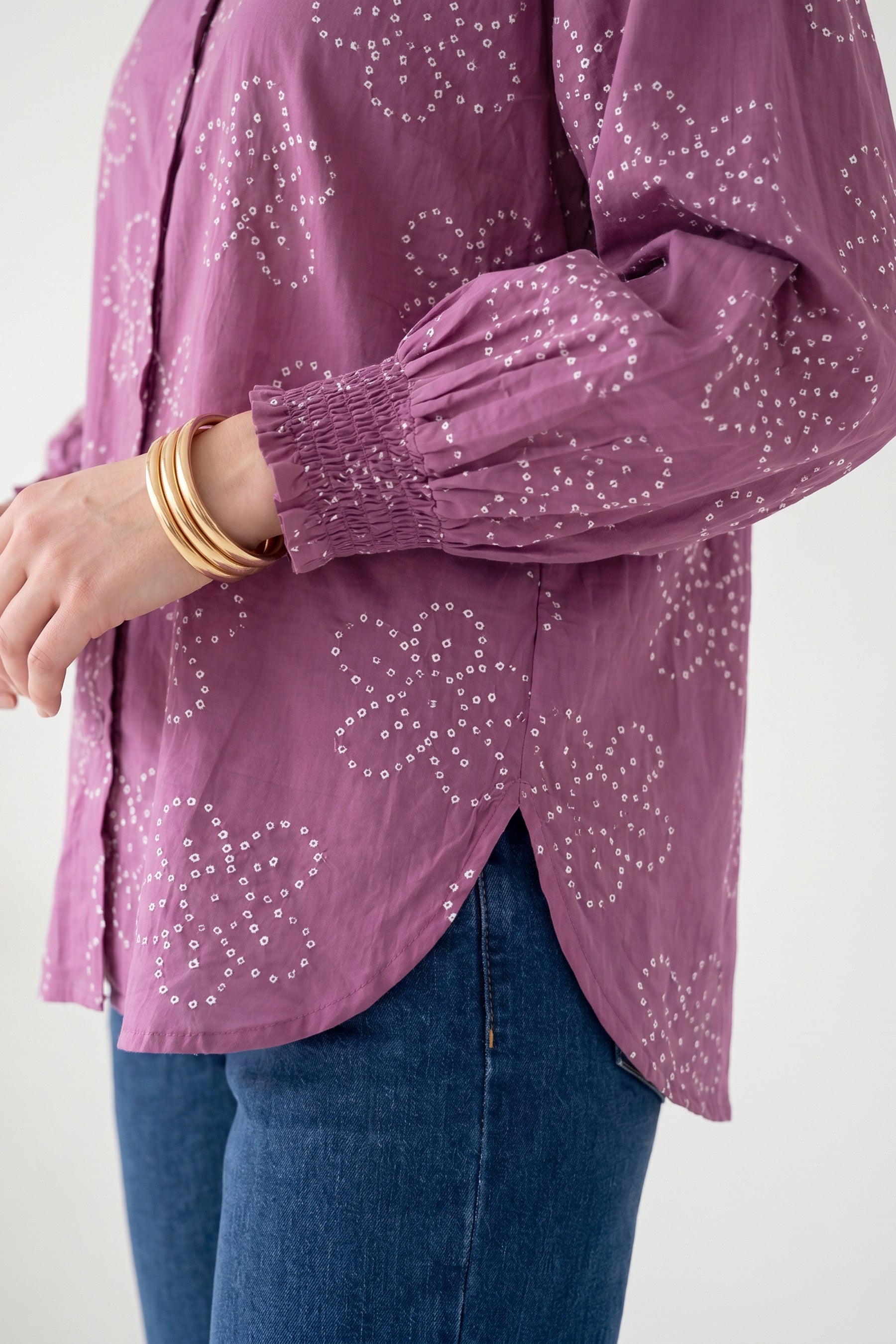 Purple Bandhani Bloom Batwing Shirt