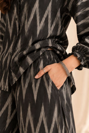 Charcoal Black Ikat Relaxed Co-Ord Set