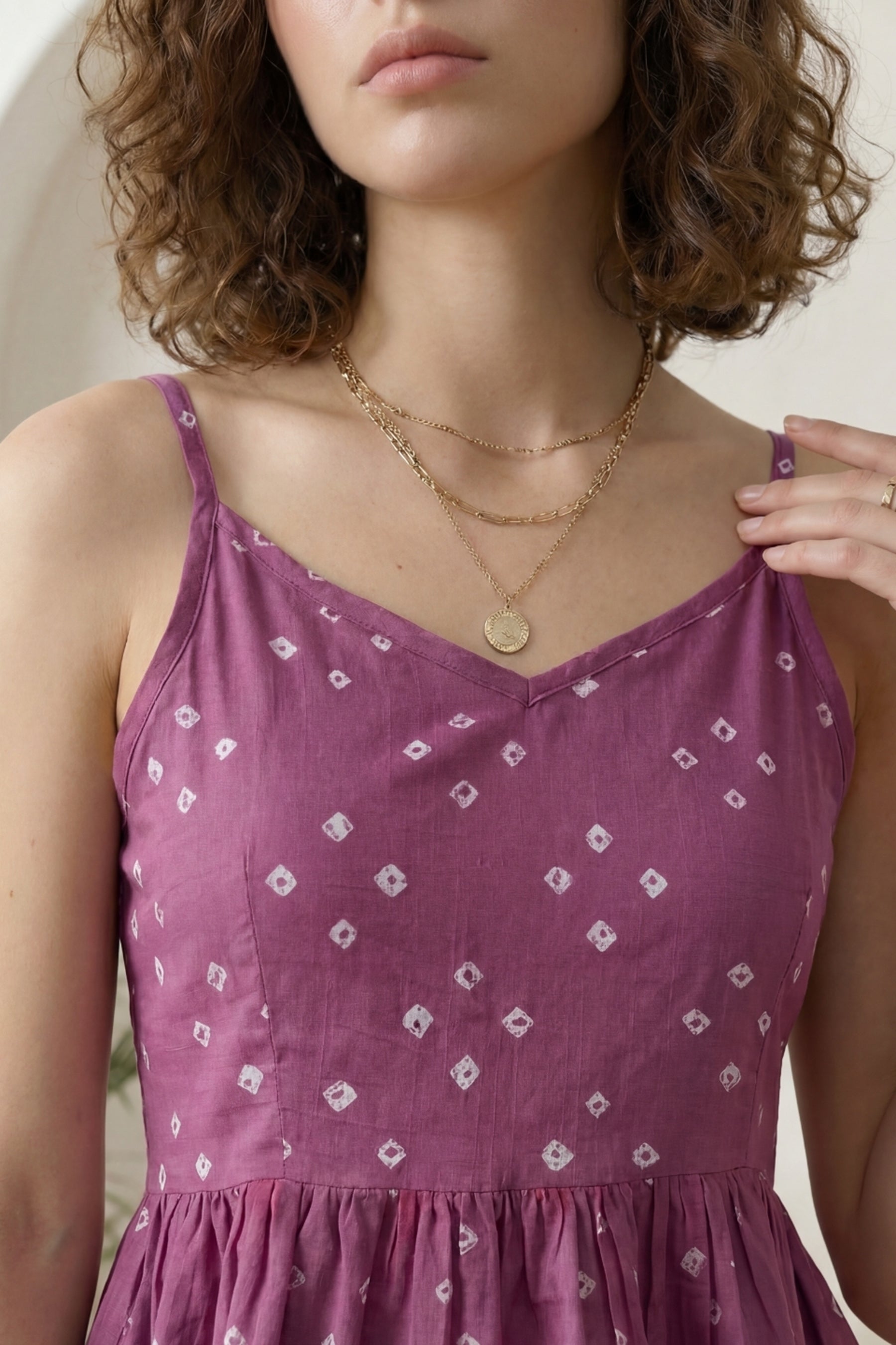 Purple Bandhej Peplum Top