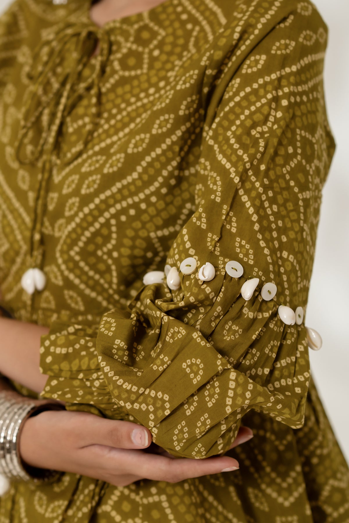 Green Bandhej Tunic Set