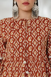 Rust Paisley Tunic Top