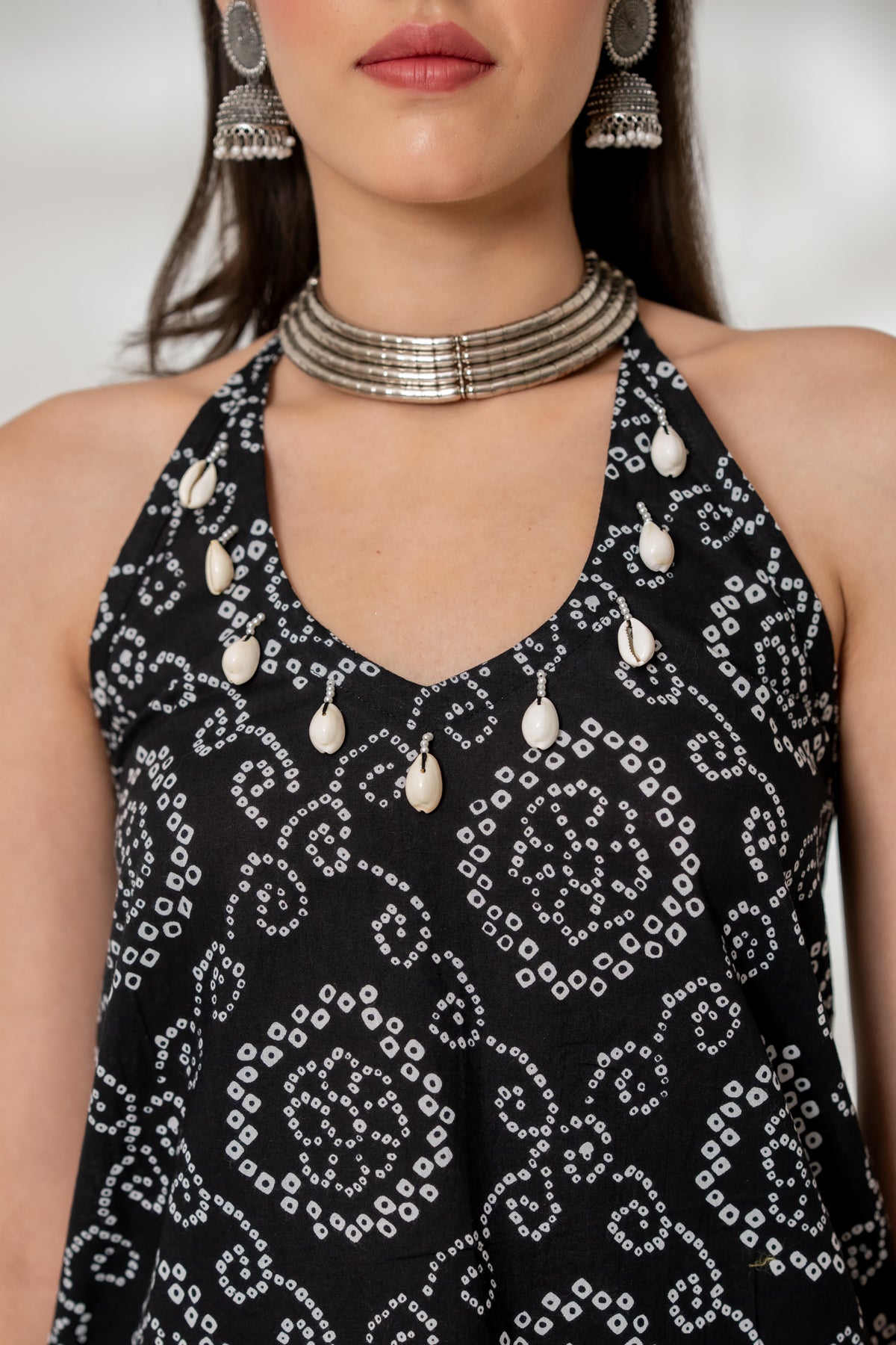 Black Bandhej Kurti Set