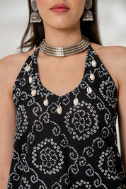 Black Bandhej Kurti Set