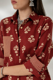 Maroon Cuff Accent Shirt