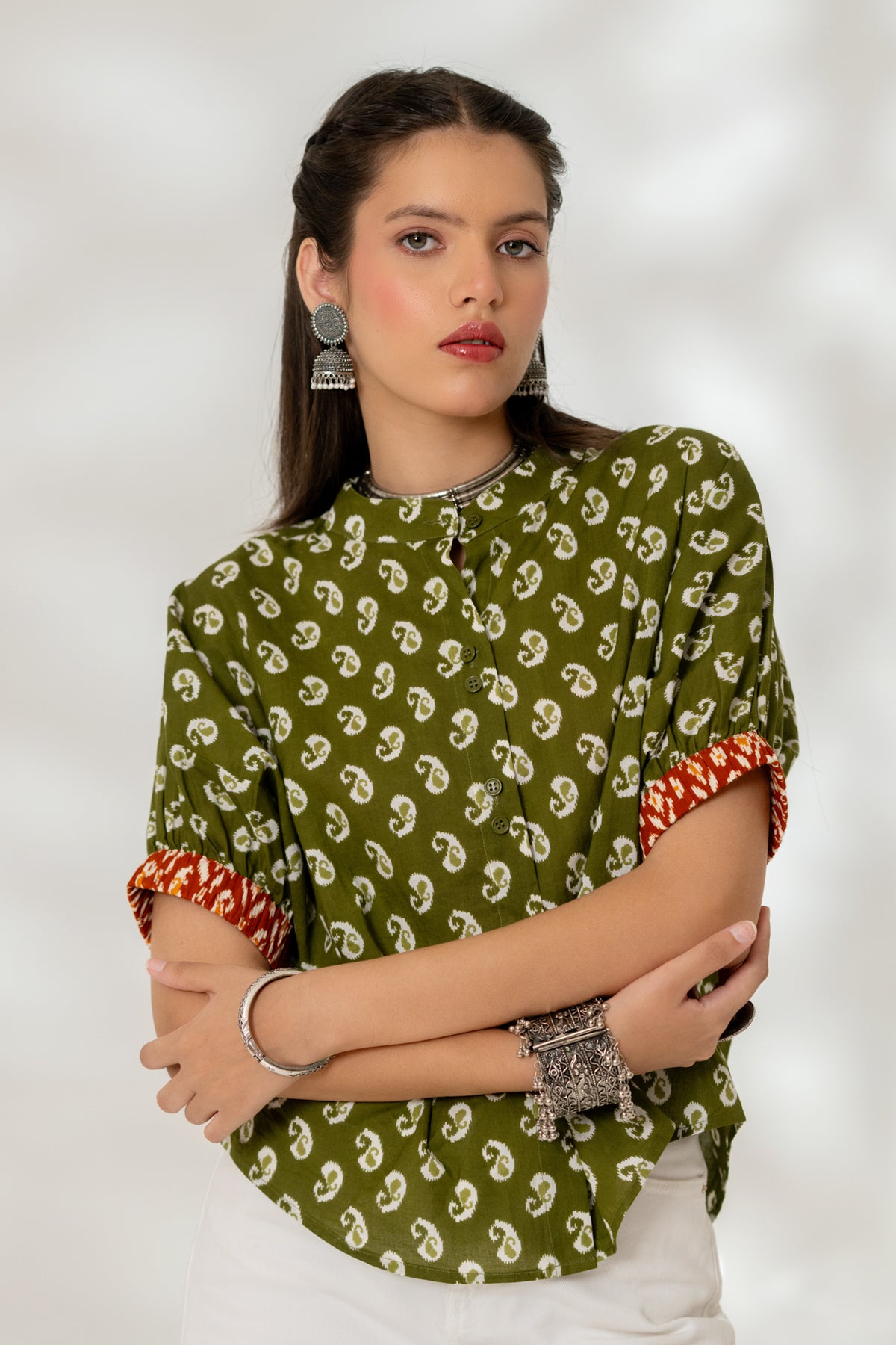 Olive Drop Shoulder Shirt