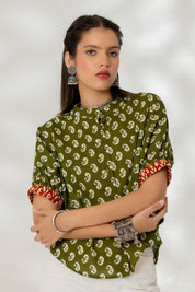 Olive Drop Shoulder Shirt