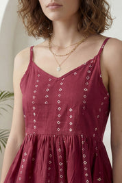 Dark Pink Bandhej Peplum Top
