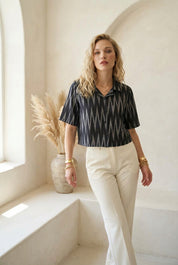 Charcoal Black Ikat Short-Sleeve Shirt