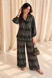 Charcoal Black Ikat Relaxed Co-Ord Set