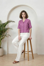 Purple Bandhej Short-Sleeve Shirt