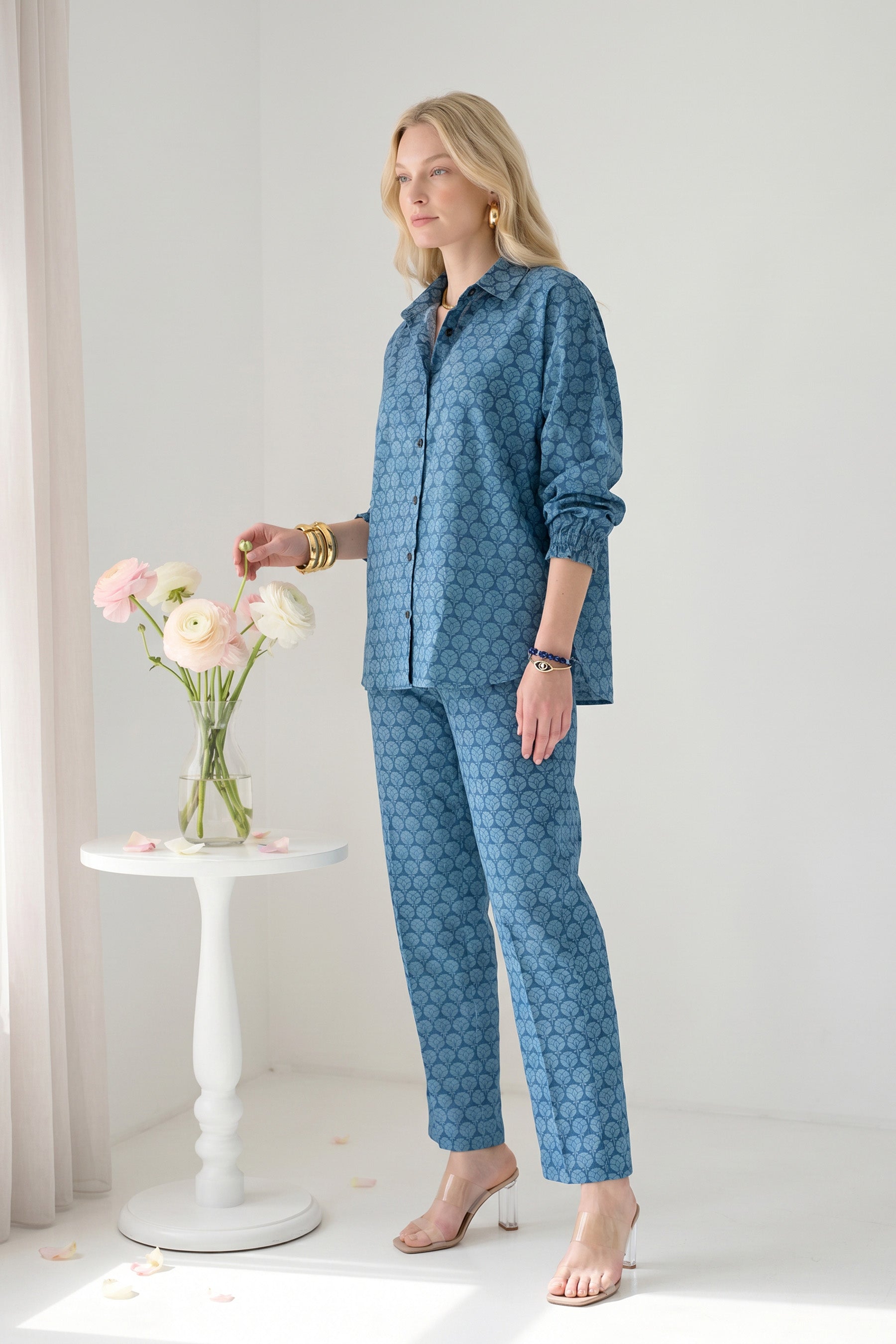 Blue Mosaic Batwing Co-ord Set