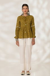 Green Bandhej Tunic Top