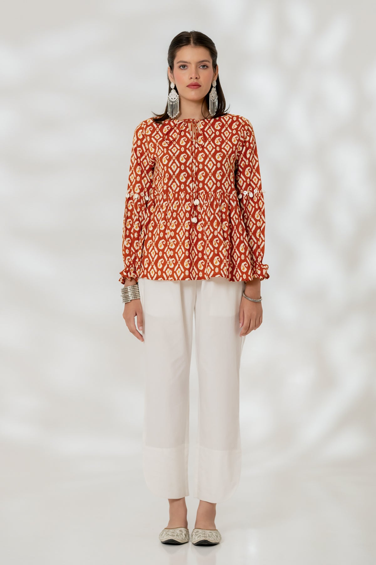 Rust Paisley Tunic Top
